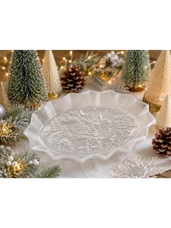 Mikasa Other - Mikasa NOS Frosted Glass Christmas Winter Village Serving Tray w Box